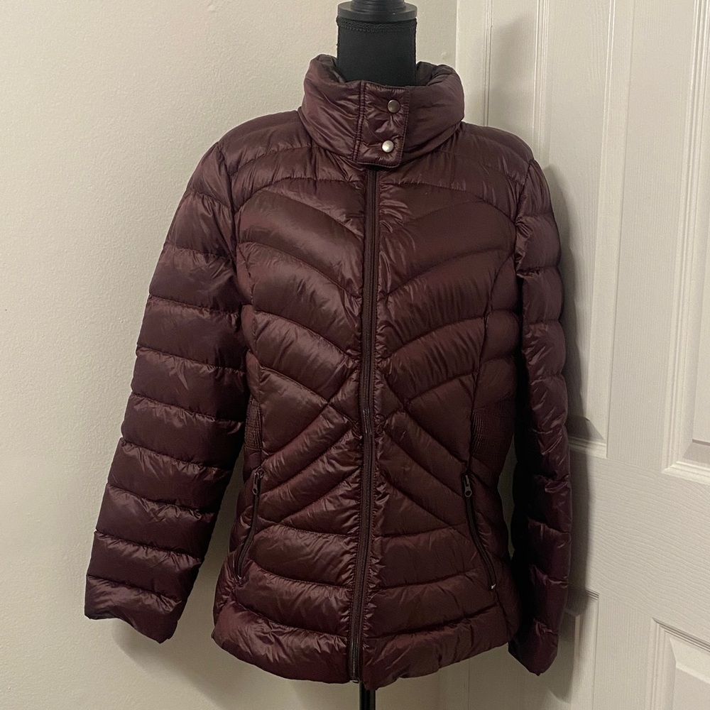 A.N.A Packable Premium Down Large Plum Dark Purple Winter Coat W/ Zipper Pockets
